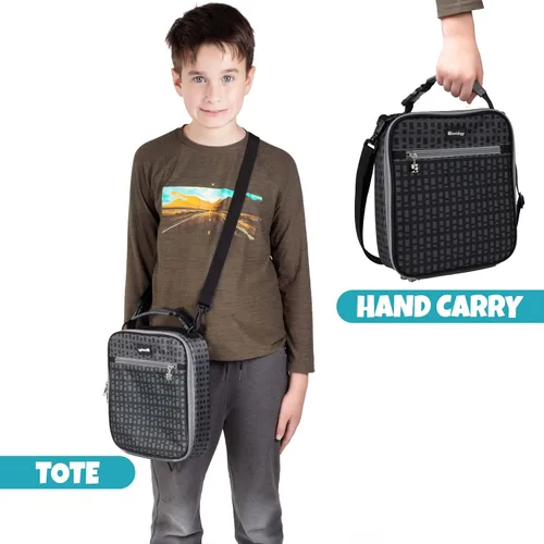 Vista 5 de Bentology Bolsa de almuerzo aislada para niños y tarro de comida de 13 Negro