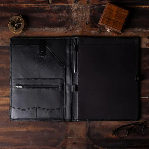 Vista 3 de Cartera de cuero - Organizador profesional de cartera, carpeta de currículum, portafolio de cuero para hombres y mujeres, cartera de negocios