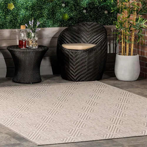 Vista 10 de nuLOOM Harvey - Alfombra abstracta de enrejado para interiores y exteriores, 4 x 6, carbón