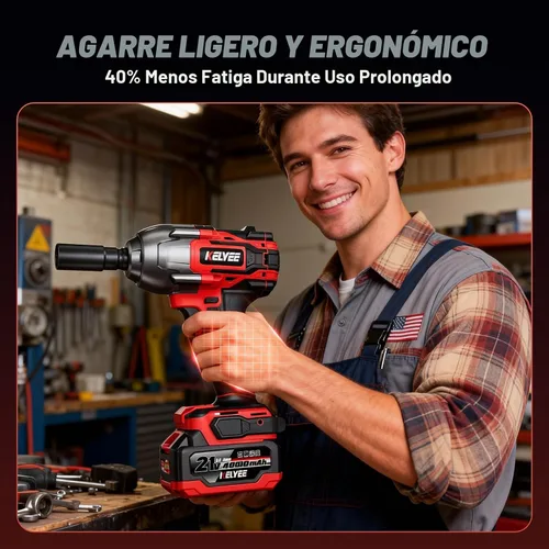 Vista 7 de Llave de impacto inalámbrica de 1/2" 1107Ft-lb(1500N.m) con batería Grande