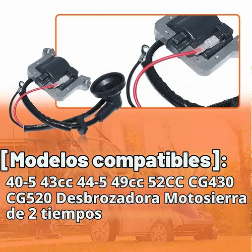 Vista 4 de Bobina de encendido 40-5 43cc 44-5 49cc 52CC CG430 CG520 cortador de cepillo de recortadora, bobina de encendido con cable.