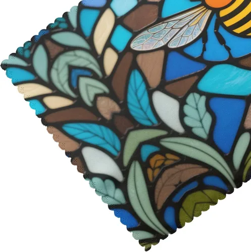 Vista 5 de Rectangular Placemats Set of 4, Heat Resistant Bee Printed Kitchen Dining Table Mats