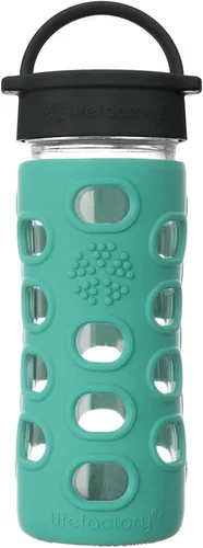 Vista 29 de Lifefactory Botella de agua de vidrio sin BPA de 12 onzas con tapa clásica y funda protectora de silicona, Marigold Caléndula