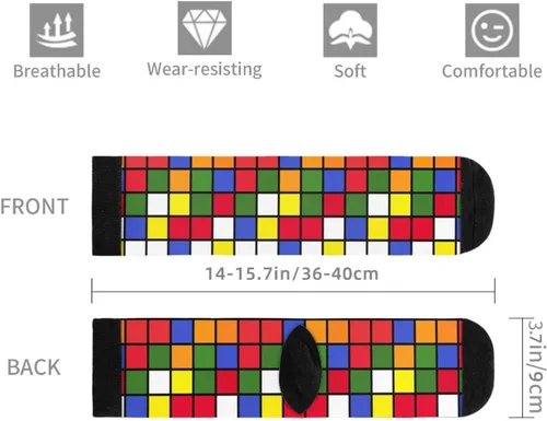 Vista 3 de YISHOW Calcetines coloridos con diseño de cubo y divertidos regalos, negro y blanco