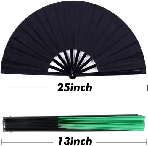 Vista 2 de Gionforsy 4 piezas de ventilador de tela de ventilador plegable grande chino Tai Chi ventilador de mano plegable decorativo para fiesta de baile