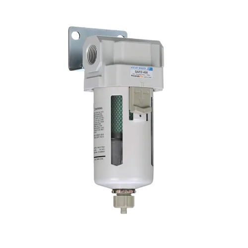Vista 14 de PneumaticPlus SAFM400-N04BD-MEP Filtro coalescente de aire comprimido, 0.1 micras, 1/2" NPT - Recipiente de metal, drenaje automático, soporte