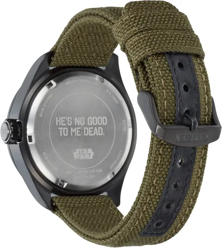 Vista 3 de Citizen Eco-Drive Star Wars - Reloj de cuarzo para hombre acero inoxidable con correa CORDURA Boba Fett verde modelo BU2058-00W Verde Boba Fett