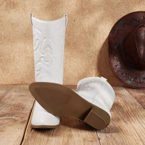 Vista 5 de DREAM PAIRS Botas vaqueras para mujer, botas vaqueras de media pantorrilla