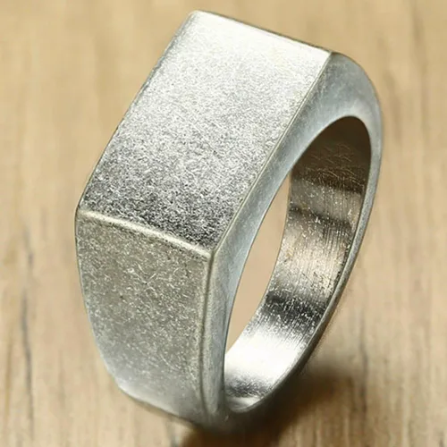 Vista 3 de Anillo de sello de acero inoxidable estilo vintage retro