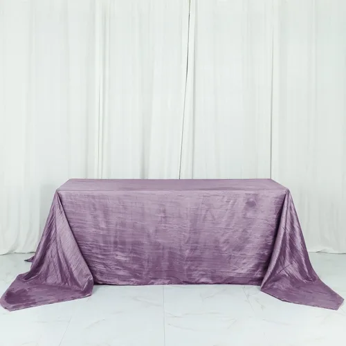 Vista 24 de Tableclothsfactory Mantel rectangular de tafetán arrugado de acordeón azul polvoriento, de 60 x 102 pulgadas, perfecto para ceremonias de boda