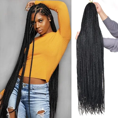 Vista 15 de Unionbeauty - Paquete de 8 trenzas de caja Goddess de cabello a ganchillo, 144 mechones por lote, trenzas de ganchillo preenlazadas, trenzas de caja