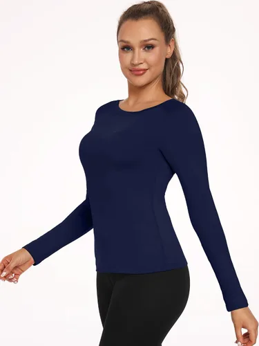 Vista 60 de CADMUS Paquete de 1 o 3 camisetas de entrenamiento de manga larga para mujer, camiseta de compresión de ajuste seco para correr