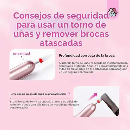 Vista 9 de SAVILAND Taladro Eléctrico para Uñas: Lima Eléctrica para Uñas 2025, Taladro de Uñas Rosa Efile Profesional para Manicura con 6 Piezas de Puntas