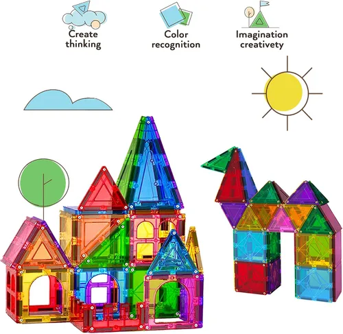 Vista 7 de TOYLI Bloques de construcción magnéticos para niños, 32 piezas, aprendizaje educativo magnético STEM