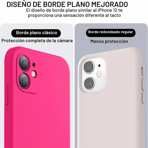 Vista 3 de Vooii Funda compatible con iPhone 11, silicona líquida mejorada con bordes planos, protección de cámara, forro de microfibra antiarañazos suave Rosa