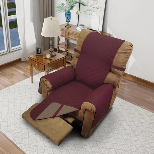 Vista 25 de Fundas para Silla Reclinable Reversibles Funda de Sofá para Mascotas Protector de Muebles Lazy Boy (Silla 23'', Beige/Beige)