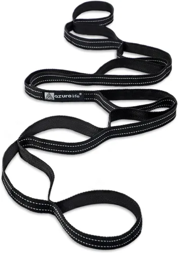 Vista 2 de A AZURELIFE Premium Durable Stretch Straps with Loops, Stretching Strap for Physical Therapy, Multi-Loop Yoga Strap Fitness Exercise Strap for Yoga