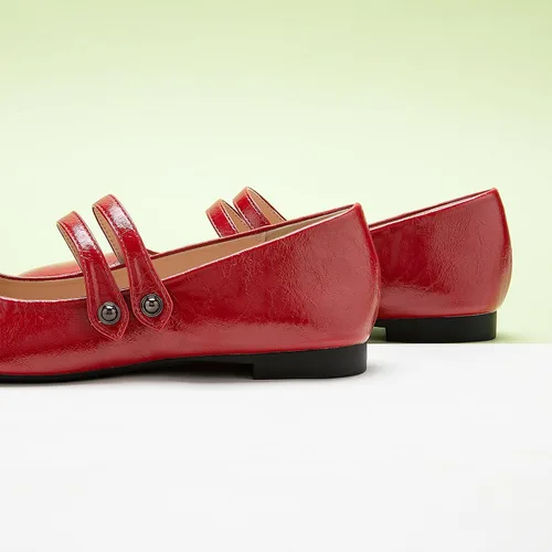 Vista 3 de C.Paravano - Zapatos de cuero tipo Mary Jane para mujer, planos, de punta cuadrada