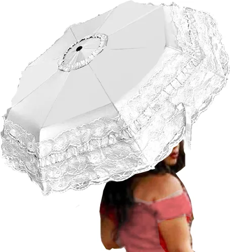 Vista 31 de WENDIN Sombrilla de encaje plegable vintage Paraguas gótico lluvia Anti-UV protección de encaje parasol cúpula Foto Props niñas sombrilla paraguas