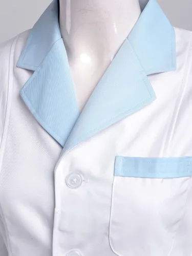 Vista 5 de Yeahdor Abrigo de laboratorio profesional para mujer, solapa, manga larga, médico, enfermera, uniforme de estudiante, ropa de trabajo