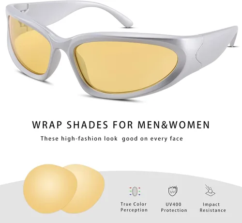 Vista 5 de COASION Gafas de conducción polarizadas HD de visión nocturna para mujeres y hombres gafas de sol envolventes de moda para mujeres y hombres