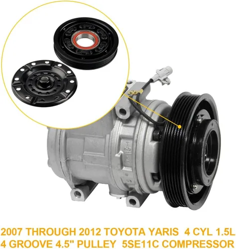 Vista 3 de Embrague del compresor de CA, kit de embrague del compresor de CA bobina de polea compatible con Yaris 2007-2012 1.5L Reemplazar 158318