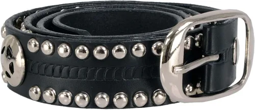 Vista 4 de Milwaukee Leather MP7131 Cinturón de motociclista de cuero negro con tachuelas cromadas con emblema de estrella, hebilla intercambiable, 1.5