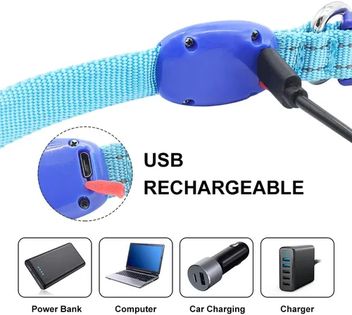 Vista 3 de Collar de perro iluminado para perros pequeños, collar de perro con luces LED recargables de seguridad, totalmente ajustable, que brilla