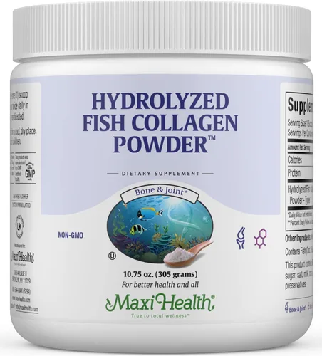 Vista 7 de Maxi Health Polvo de péptidos de colágeno – Colágeno en polvo marino sin sabor tipo I para mujeres y hombres – Suplemento proteico capturado
