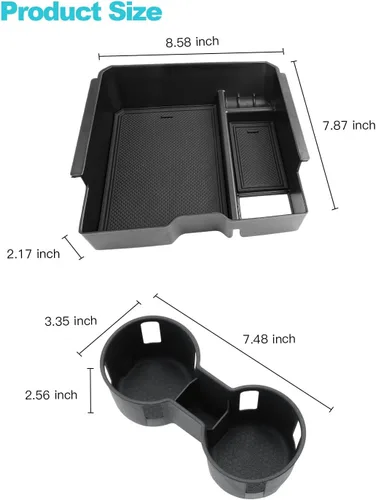 Vista 6 de CDEFG Organizador de consola central para Ford Ranger 2026 2026 (Raptor/Lariat/XLT/XL) Accesorios Bandeja de consola central reposabrazos caja