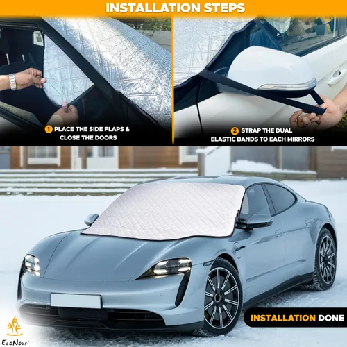 Vista 7 de EcoNour - Cubierta de nieve para parabrisas de coche - Cubierta de hielo para parabrisas con 4 capas de grosor, cubierta de protección contra