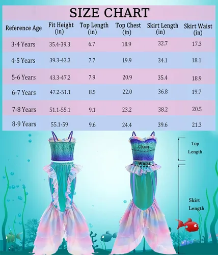 Vista 7 de Disfraz de sirena para niñas, disfraz de princesa para cumpleaños, cosplay, disfraces de Halloween con accesorios para peluca