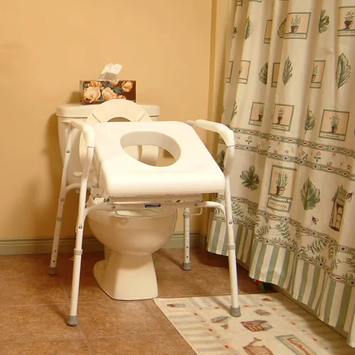 Vista 4 de Carex Asiento elevador de inodoro - Silla de inodoro para personas mayores, ancianos, discapacitados, silla de inodoro con elevación automática