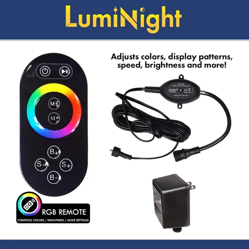 Vista 2 de LumiNight (3) Kit de luces que cambian de color de 3 vatios con cable de 100 pies Cambio de color, sistema expandible, configuración simple
