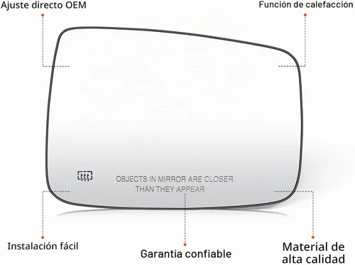 Vista 6 de Espejo lateral derecho de repuesto para Dodge Ram 1500 2500 2009-2010, para Ram 1500 2500 2011-2018, lentes de espejo calefactables de repuesto
