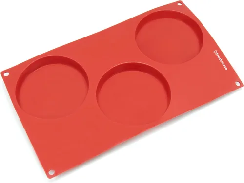 Vista 2 de Molde de silicona para pastel con 3 espacios circulares y molde para hornear, de Freshware, Mediano, S, Rojo