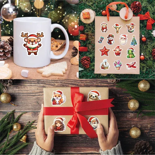 Vista 4 de 100 Pcs Christmas Stickers, Merry Christmas Vinyl Stickers for Kids Pegatinas de Navidad
