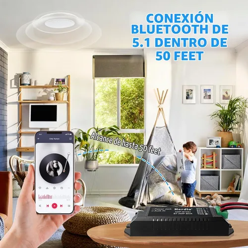 Vista 6 de Herdio Amplificador de audio para el hogar Bluetooth 2.0 Sistema receptor de canales para altavoces pasivos con AUX TWS adecuado para techo, marino