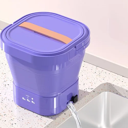 Vista 8 de Lavadora portátil de 23 litros, lavadora plegable recargable con secadora giratoria, mini lavadora para ropa interior, pequeñas delicadas, adecuada