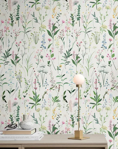 Vista 11 de JiffDiff Papel tapiz floral despegar y pegar 118" x 17.3" Farm Floral Wildwood papel adhesivo para pared oscuro autoadhesivo papel de contacto