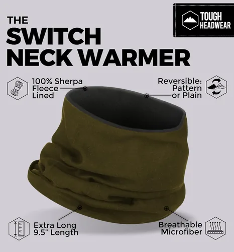Vista 3 de Tough Headwear Neck Warmer - Winter Fleece Neck Gaiter, Ski Tube Scarf & Snowboard Half Face Mask, Face Cover for Men & Women