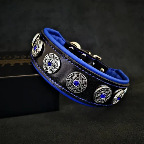 Vista 4 de Bestia Bijou - Collar de cuero para perro, collar de perro suave de 2 pulgadas de ancho con cojín ortopédico para mayor durabilidad y comodidad