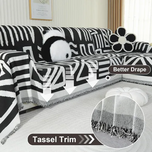 Vista 3 de OstepDecor Funda bohemia para sofá modular de 2 piezas, funda de sofá en forma de L, funda de sofá de felpilla lavable para perros, manta funda