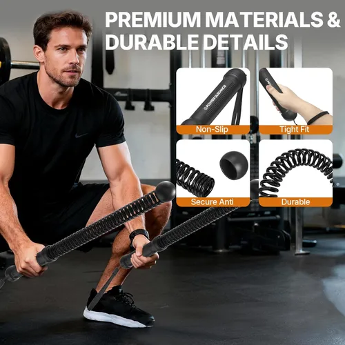 Vista 6 de Power GUIDENCE - 2 cuerdas de batalla sin cuerda para gimnasio en casa, cuerdas de batalla portátiles para entrenamientos HIIT, espacio pequeño