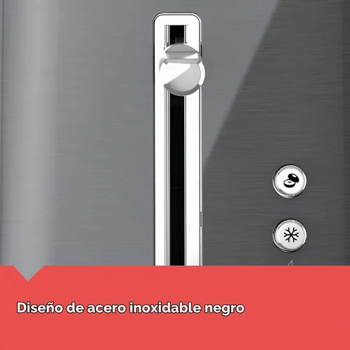 Vista 4 de Black & Decker Tostadora de 2 rebanadas con función de botón de ranura extra ancha, selector de sombra y bandeja de migas abatible, negro/acero