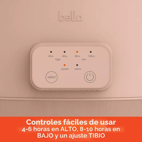 Vista 3 de bella Olla de cocción lenta programable de 6.0 cuartos de galón, revestimiento antiadherente de cerámica, temperatura ajustable y tiempos