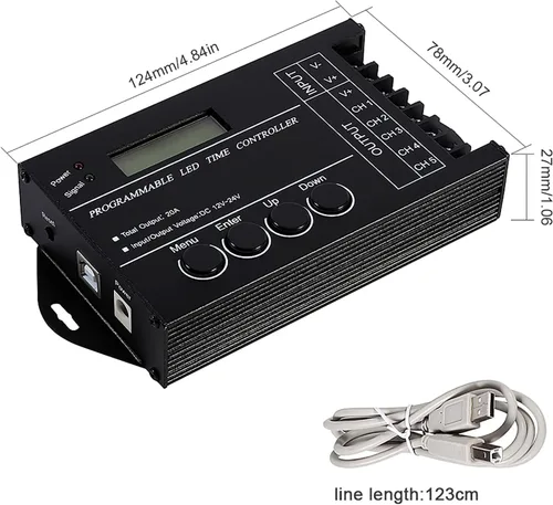 Vista 2 de Jeffergarden Multi funcional DC12 24V centralina tc420 tc420 20A programable LED controlador de tiempo 5 canales color ajustable con CD cable USB