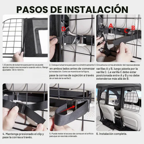 Vista 6 de YJGF Barrera de coche para perro para uso con cubierta de asiento trasero
