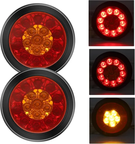 Vista 17 de Kit de luces LED para remolque, kit de luces LED redondas para remolque, luces traseras LED redondas, luces traseras de freno para remolque, camión