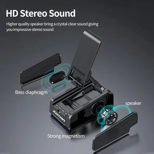Vista 3 de JTEMAN Soporte para teléfono celular con altavoz Bluetooth, soporte para gadgets de cocina de escritorio con altavoz, regalos de cumpleaños